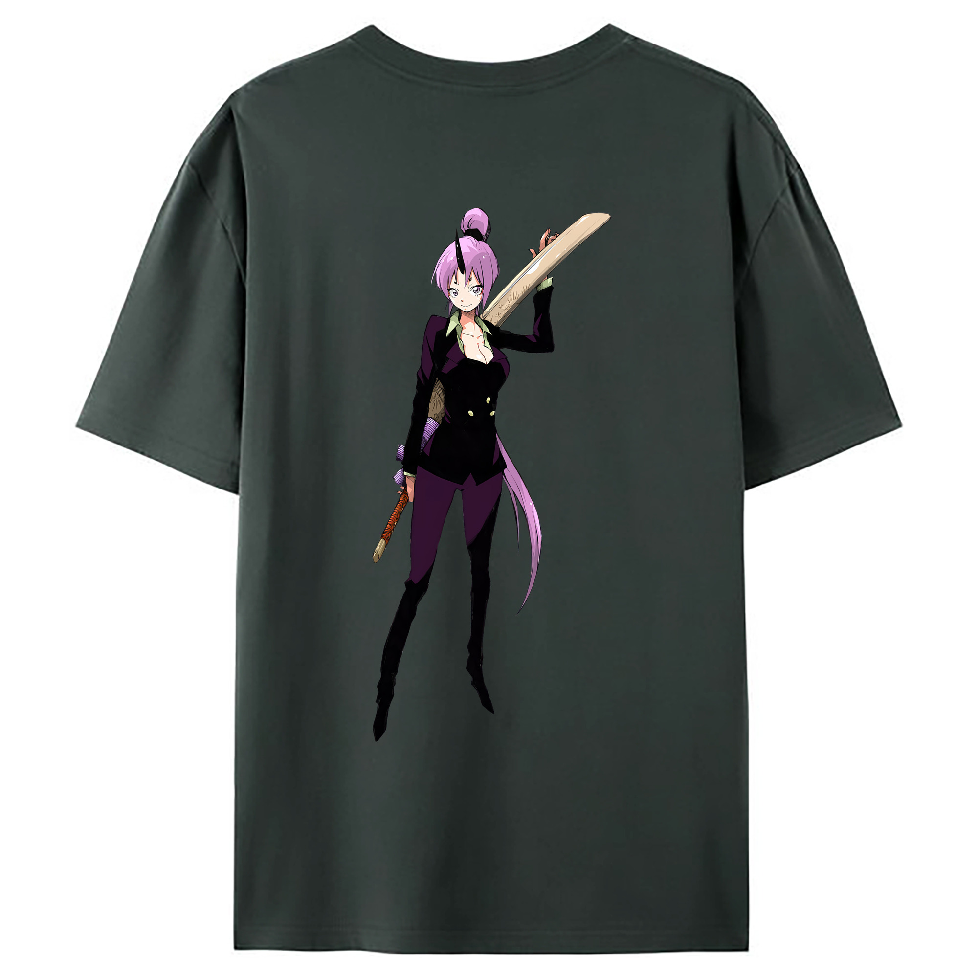 （画像用） 転スラ Regarding Reincarnated to Slime 綿100％ メンズ半袖Tシャツ（バックプリント） 通気性